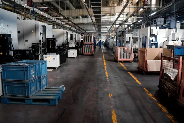 Factory floor with marked walkways